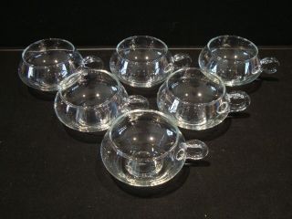6 Vintage Riekes Crisa Hand Blown Crystal Moderno Punch Bowl Cups