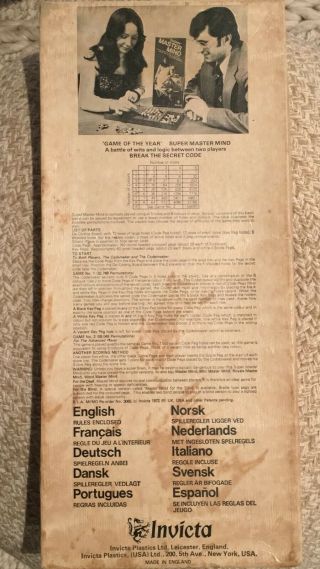 Vintage Mastermind Mind Game Collectable 1975 Invicta COMPLETE RARE UK 3