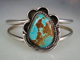 Vintage Rose Castillo Navajo Sterling Silver & Hachita Turquoise Bracelet