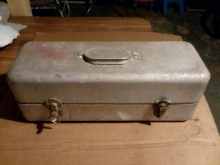Vintage Fold A Tray Upper Midwest Mfg Co.  Fishing Tackle Box,  Aluminum Box