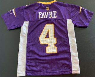 Brett Favre 4 Minnesota Vikings NFL Reebok Jersey - Youth Kids Size Small (8) 2