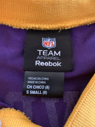 Brett Favre 4 Minnesota Vikings NFL Reebok Jersey - Youth Kids Size Small (8) 3