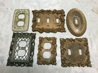 Assortment Of 6 Vintage Metal Light Switch Outlet Covers Plates