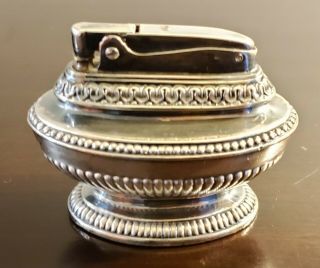 Vintage 1950 ' s Ronson Queen Anne table lighter Sterling silver plated 2