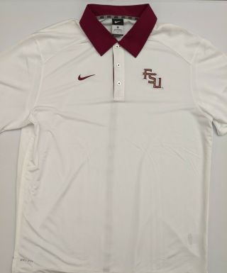 Nike Florida State University Seminoles Fsu Dri - Fit Polo Shirt White Men 