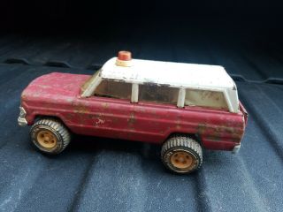 Vintage Pressed Steel Red Tonka Jeep Wagoneer With White Top Restoration Project