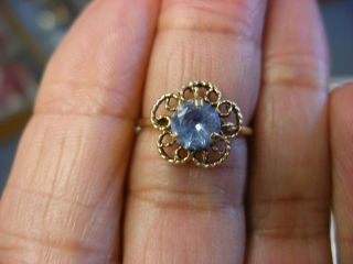 Vintage 10k Gold Filigree Ring Blue Stone Aquamarine ? Size 5 1/4 1.  54g 297