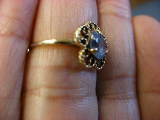 Vintage 10K Gold Filigree Ring Blue Stone Aquamarine ? Size 5 1/4 1.  54g 297 2