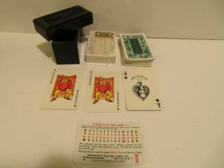 Vintage Kem Playing Cards 1956 Bakelite Box Case Canasta 2 Decks 1 Stamped