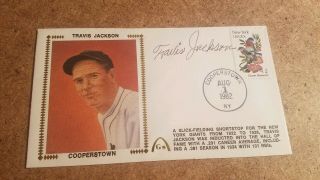 1982 Travis Jackson Cooperstown Cover Signed Signature