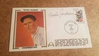 1982 Travis Jackson Cooperstown Cover Signed Signature 2