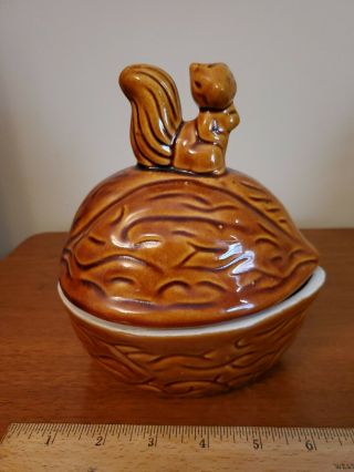 Vintage Squirrel Walnut Nut Bowl Canister Cookie and Candy Dish 2