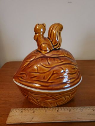 Vintage Squirrel Walnut Nut Bowl Canister Cookie and Candy Dish 3