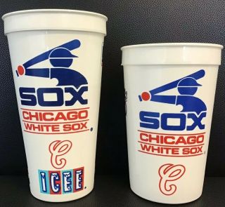 Chicago White Sox 1980s (2) Icee Souvenir Cups & One 87 White Sox Bumper Sticker 2