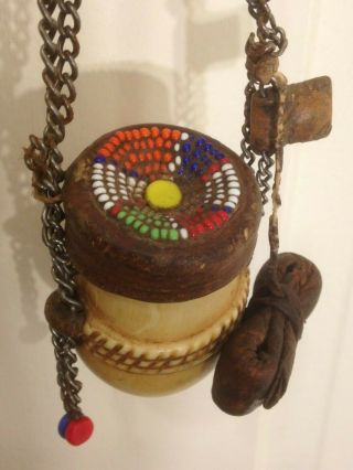 Vintage Massai Elder Tobacco Snuff Necklace Container Kenya African Tribal Arts