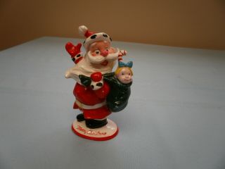 Vintage Whimsical Christmas Santa Claus Ceramic Figurine Long Mustache Japan