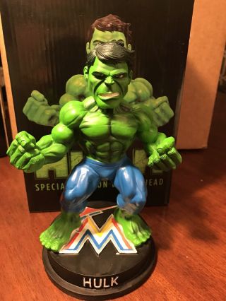 2017 Miami Marlins Incredible Hulk Marvel Bobblehead Avengers