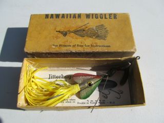Vintage Fred Arbogast Hawaiian Wiggler Fishing Lure,  Paper Insert