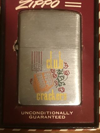Vintage 1956 Club Crackers Advertisement Multiple Colors Zippo Lighter W/ Box