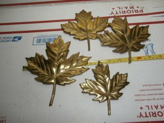 Set Of 4 Solid Brass Wall Hanging Leaf Leaves Maple Art Deco Mid Century Modern