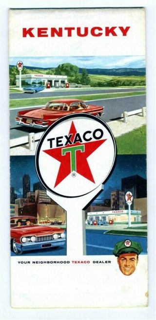 Texaco Oil Company Map Of Kentucky Rand Mcnally 1964