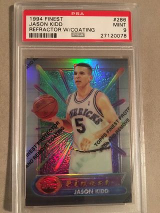 1994 Topps Finest Jason Kidd Refractor Rc Rookie With Coating Psa 9