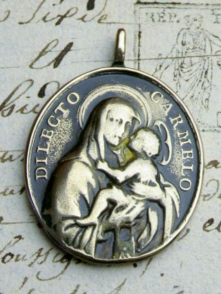 Antique St.  Teresa Of Avila & Our Lady Of Carmel Bronze Spanish Colonial Medal