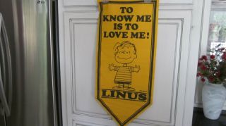 Peanuts Gang Vintage 1971 Linus Felt Pennant Banner To Know Me Is To Love Me