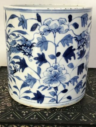 Rare Chinese Antique Porcelain Brush Pot Holder Vase Scholar Art Qing Dynasty