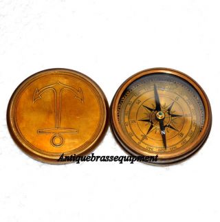 Antique Vintage Brass 3 " Anchor Compass & 40 Year Calendar Compass Handmade Gift
