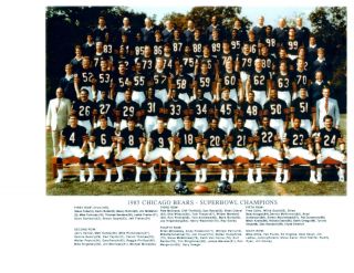 1985 Chicago Bears Bowl Champs 8x10 Team Photo Payton Illinois Football