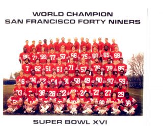 1982 San Francisco Forty Niners 8x10 Team Photo Sb Xvi California Football Nfl