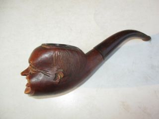 Vintage Hand Carved Briar Smoking Pipe Figural Head Winston Churchill