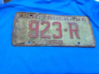 License Plate Vintage Tag North Carolina Nc 1968 923 R Farm Truck Rustic Usa