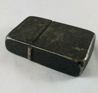 VINTAGE WWII ZIPPO LIGHTER MILITARY ISSUE BLACK CRACKLE FINISH 3 BARREL 14 HOLE 3