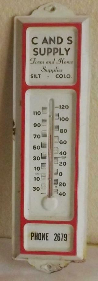 Vintage Advertising Thermometer C&s Supply Silt Colorado 4 Digit Phone
