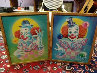 2 - Vintage Clown Prints By Artist Jim & Phil Bliss 21 " X 17 " Quality