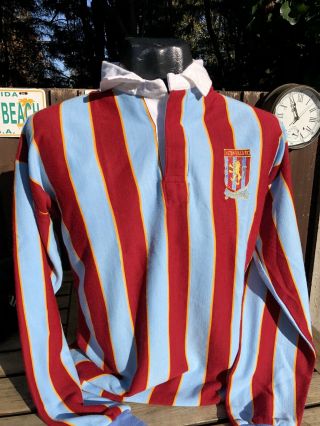 Vintage Aston Villa Home Rugby Shirt Size Medium Long Sleeves Retro Rare