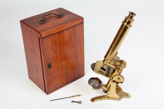 Vintage C1890 Brass Microscope With Case   9