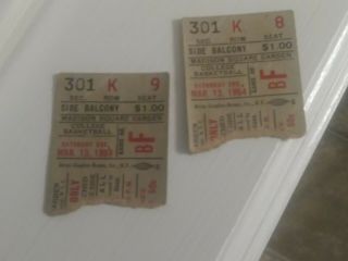 Two 1954 College Of The Holy Cross Madison Square Garden Basketball Ticket Stubs