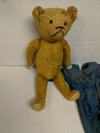 Antique Tall 20in Poseable Straw Mohair Teddy Bear Steiff Style Early 1900s