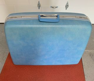 Vtg Large Blue Samsonite Silhouette Hard Shell Suitcase Luggage