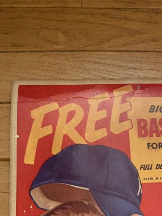 Vintage Red Man Baseball Advertising Tobacco Poster Johnny Mize 2