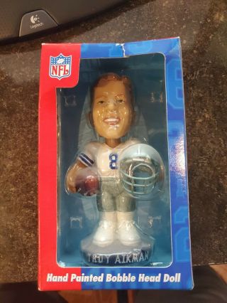 Troy Aikman Dallas Cowboys Qb Club Hand Painted Bobblehead Doll Nfl