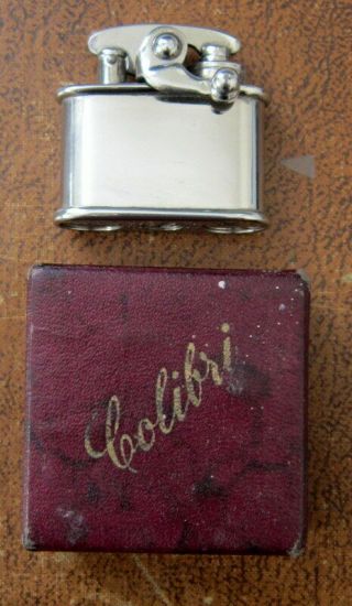 Vintage Colibri " One Hand " Petrol Lighter.  Boxed & With Instructions.