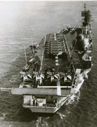 Fine Official Photograph Of Hms Ark Royal With 18 Aircraft Lined Up On Deck