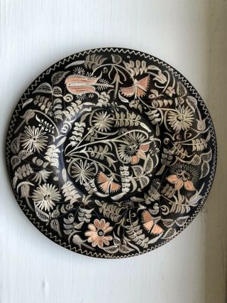 Vintage Hand Made Etched Turkish Copper Decorative Wall Plate Erzincanlilar