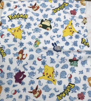 88 " X 74 " Vintage Pokemon Flannel Bedspread Blanket Pikachu Made In Usa