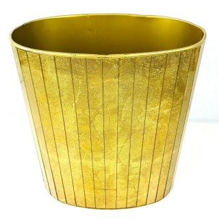 Vintage Waste Basket Trash Can Gold Metal Aluminum Plexiglass National Products