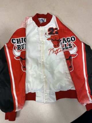 Vtg 90s Chalkline Michael Jordan Chicago Bulls Satin Fanimation Jacket Usa Xl